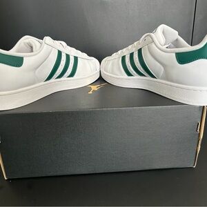 Adidas Men's White and Teal Sneakers